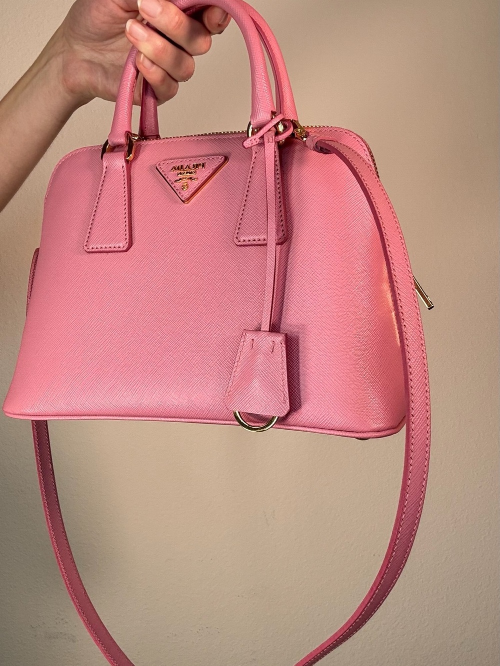 Prada Pink Saffiano Leather Top Handle Bag - Picture 6 of 6